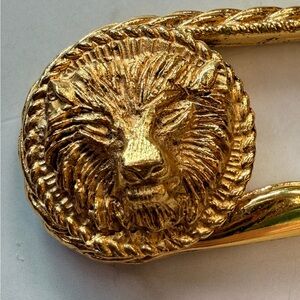 Vintage Hermès Lion Head Safety Pin Brooch